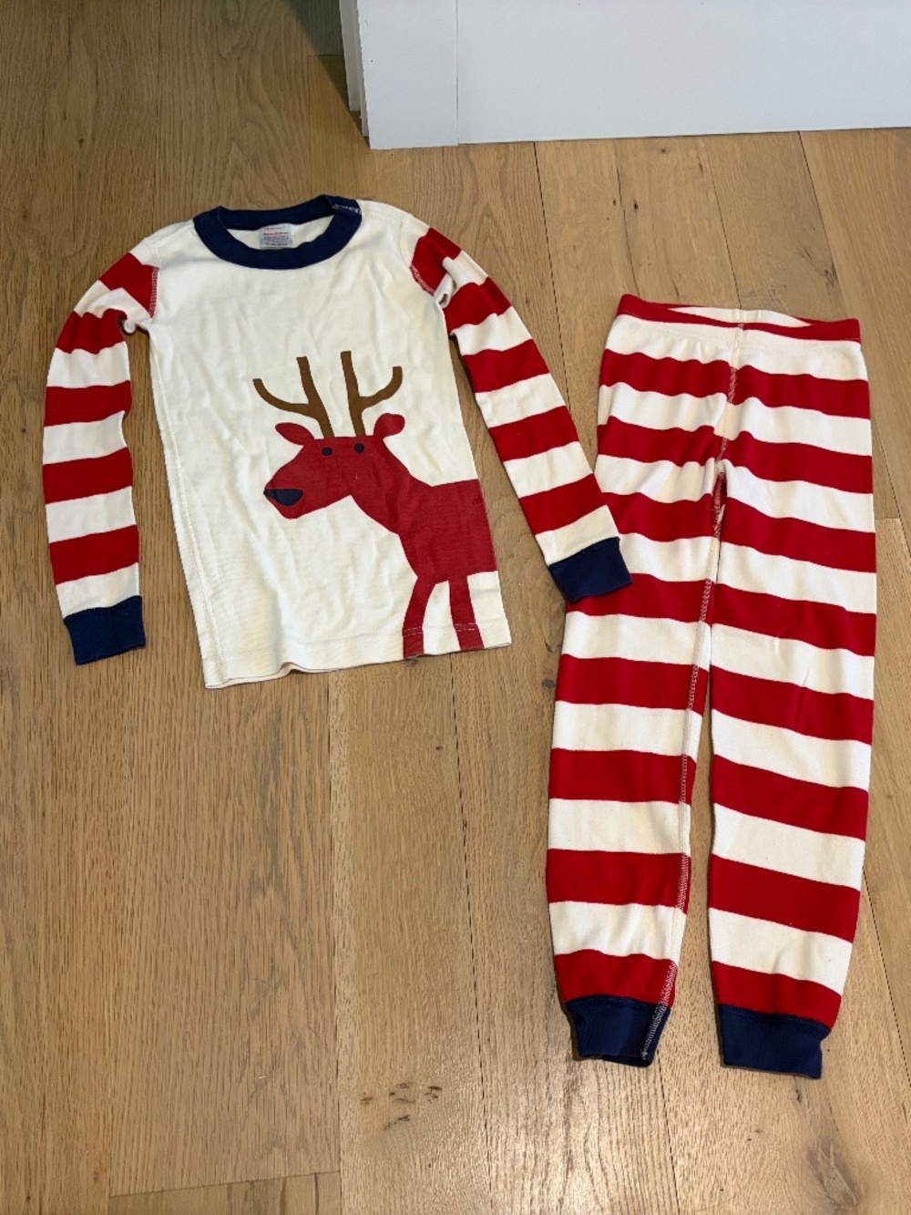 Hanna Andersson KIDS RED WHITE CHRISTMAS REINDEER PJ SET PAJAMAS 6 7